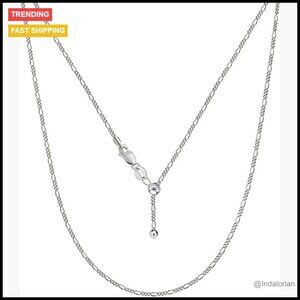 925 Sterling Silver Figaro Adjustable Bolo Chain Necklace For Women